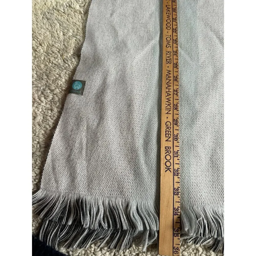 Shupaca alpaca blend throw blanket gray fringed 50x72”